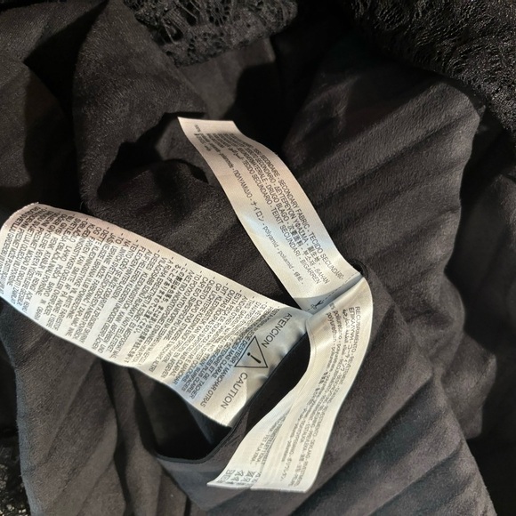 ZARA Sz XS Midi Skirt Liquid Leather Look Vegan Pleated Lace Trimmed In Black - Picture 8 of 8